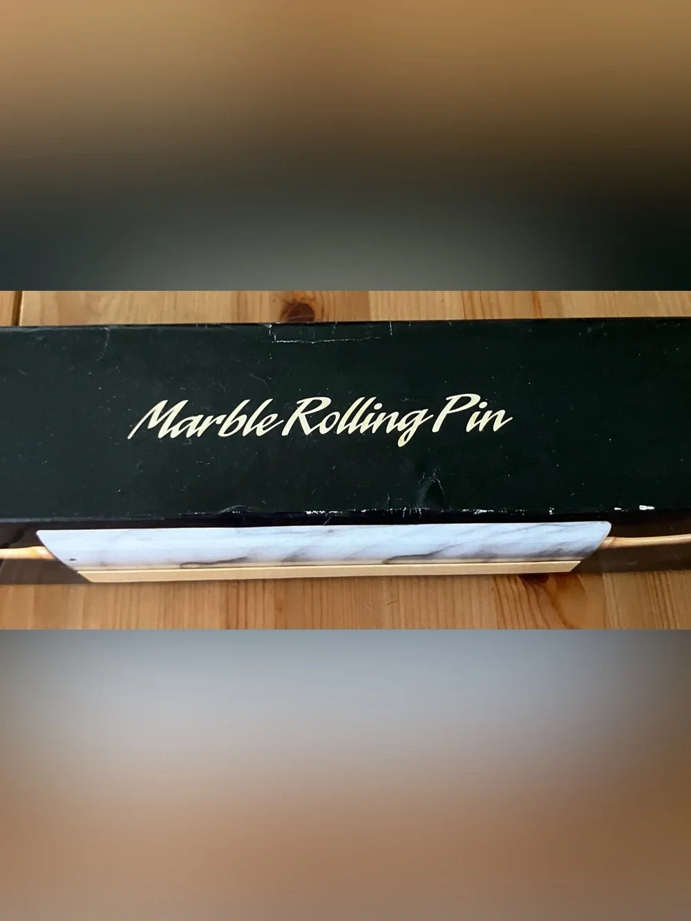 Never Used Himark Marble Rolling Pin with Wooden Handle and Stand 18” Vintage